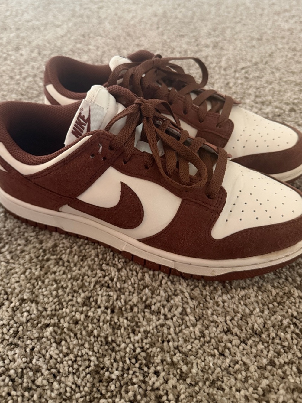 Nike women’s dunk Sneakers in Brown/Burgundy and White